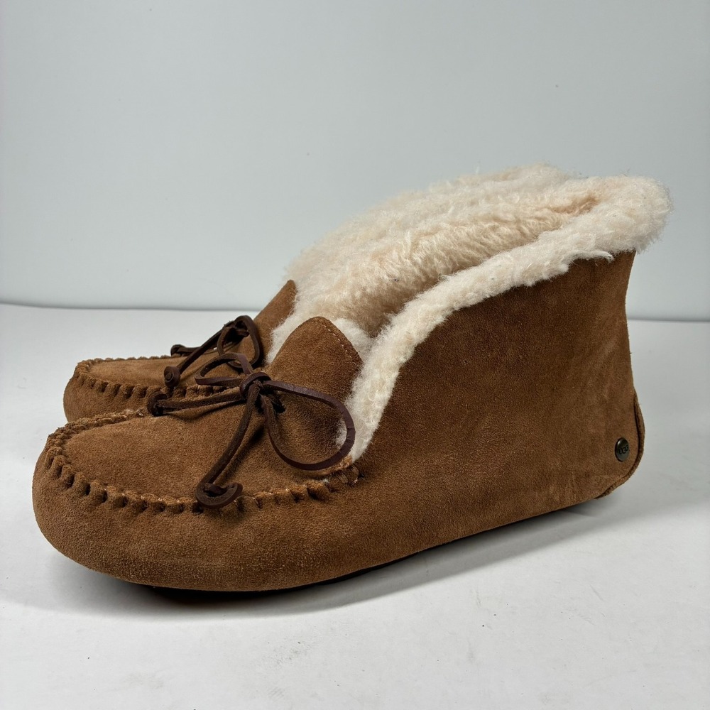 UGG Alena Women's US 7 Chestnut Suede Shearling Moccasin Slipper Booties 1112278